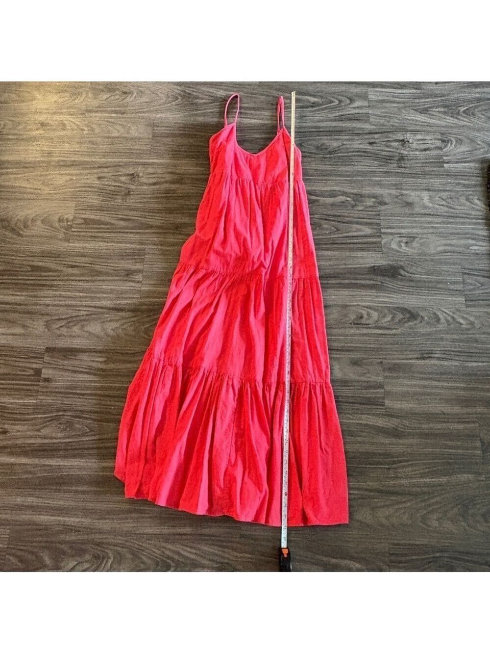 Billabong Dance Away Red Cotton Maxi Dress V-neckline - Picture 9 of 11